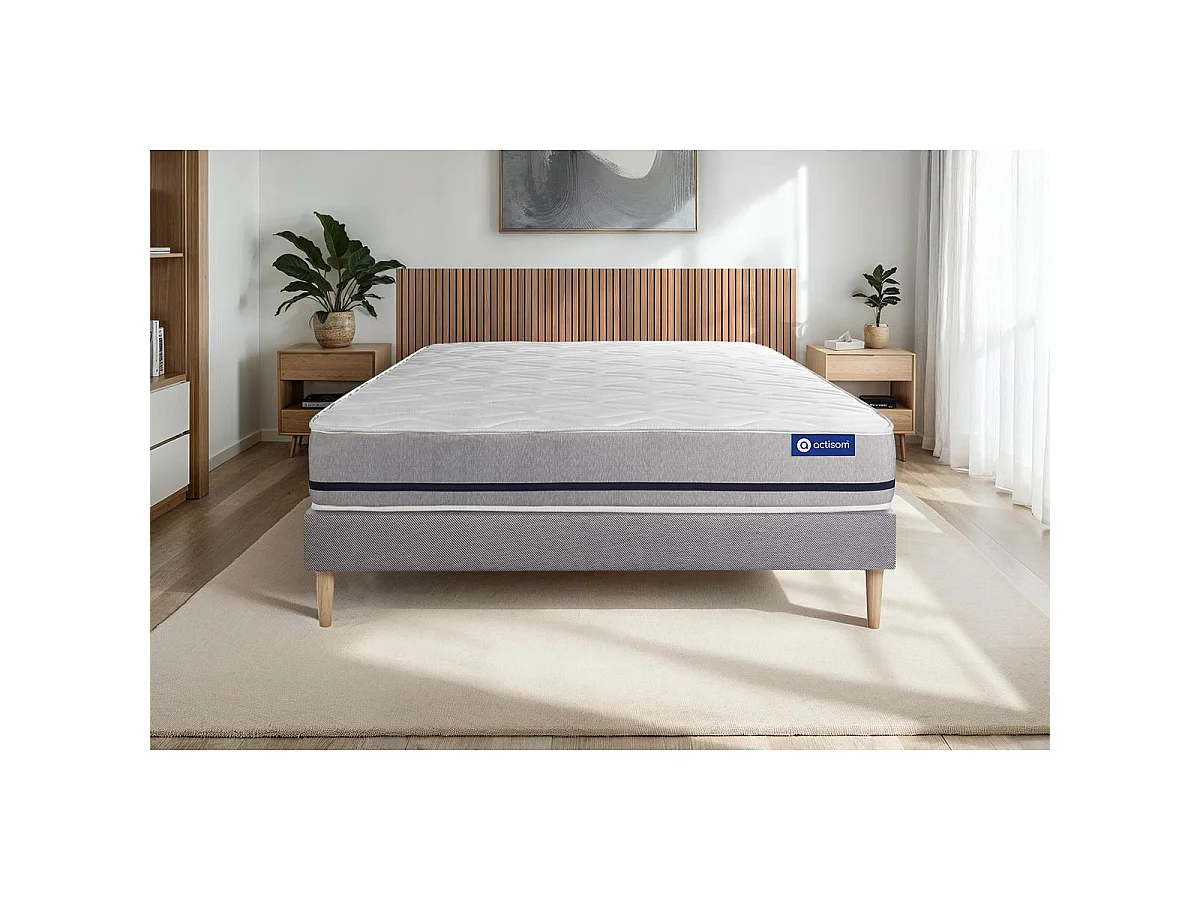 Ensemble matelas 90x200 ACTIMEMO SOFT 3zones de confort + sommier KIT gris