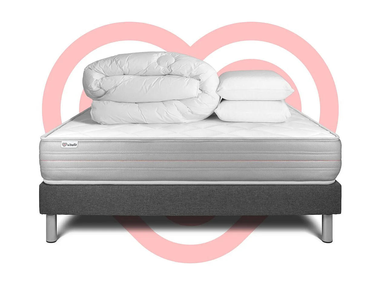 Pack prêt à dormir VITALMEMO 180 x 200 cm sommier Kit gri