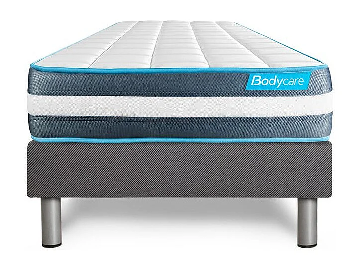 Ensemble 90x190 matelas BodyForm à Mémoire de forme 3 zones + sommier kit gris