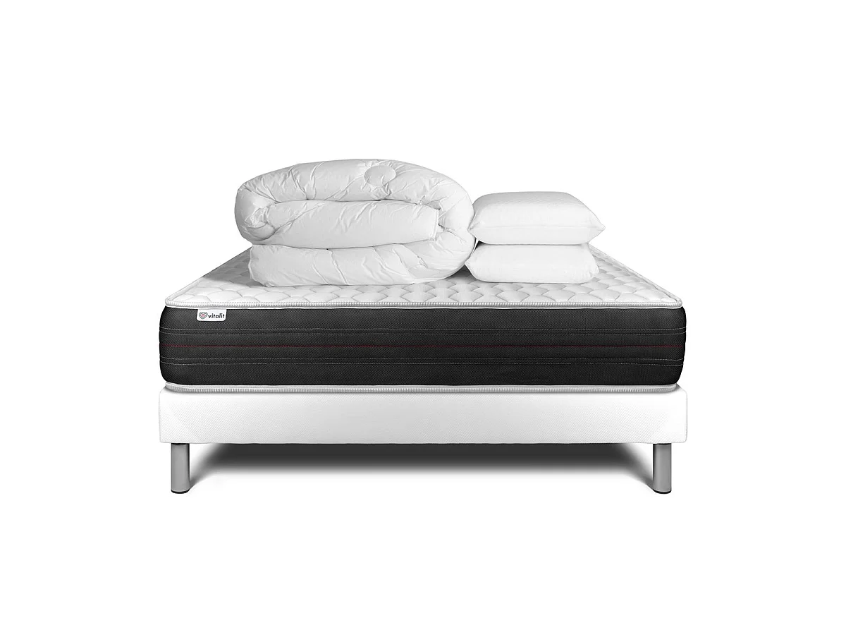 Compleet bedpakket - Matras 200x200 cm + Lattenbodem (set) + 2 kussens + Dekbed - Vitalspring