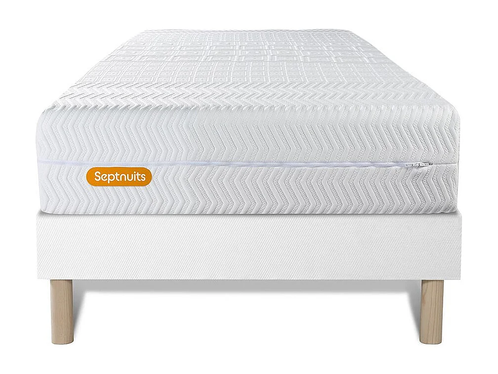 Matelas + sommier 90x190 Memo Bio Mousse à mémoire de forme 5 zones de confort Maxi épaisseur Déhoussable