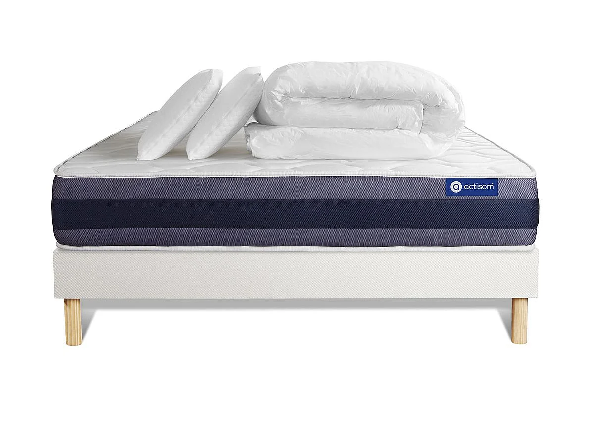 Pack cama completa - Colchón 160x200cm + Somier con láminas (kit) + 2 almohadas + Edredón - Actilatex Morpho