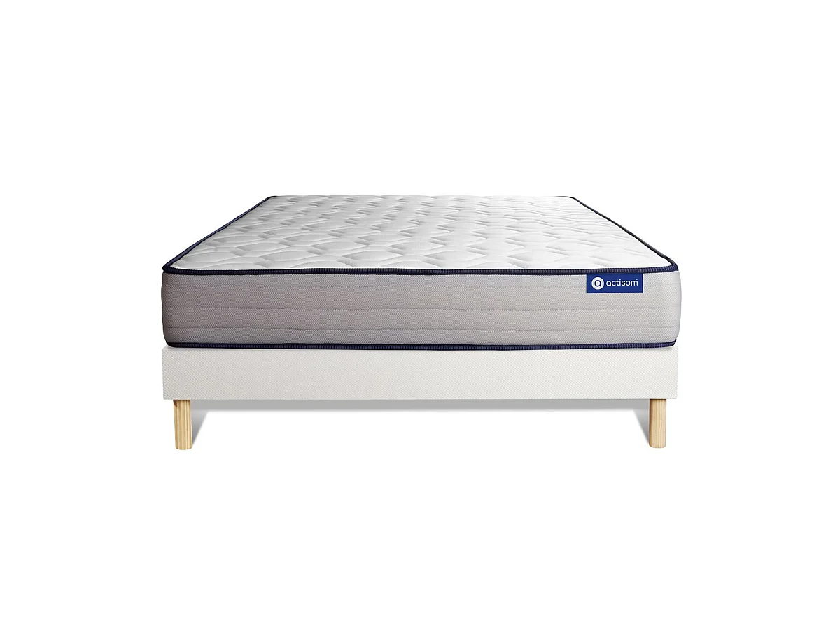 Ensemble matelas Latex et Mémoire de forme ACTILATEX FORM 140x200 cm 5zones de confort + sommier KIT blanc