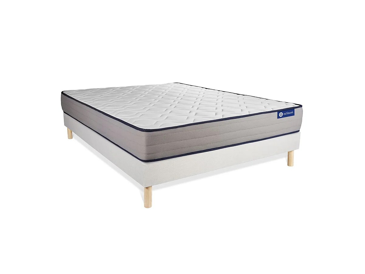Ensemble matelas Latex et Mémoire de forme ACTILATEX FORM 140x200 cm 5zones de confort + sommier KIT blanc