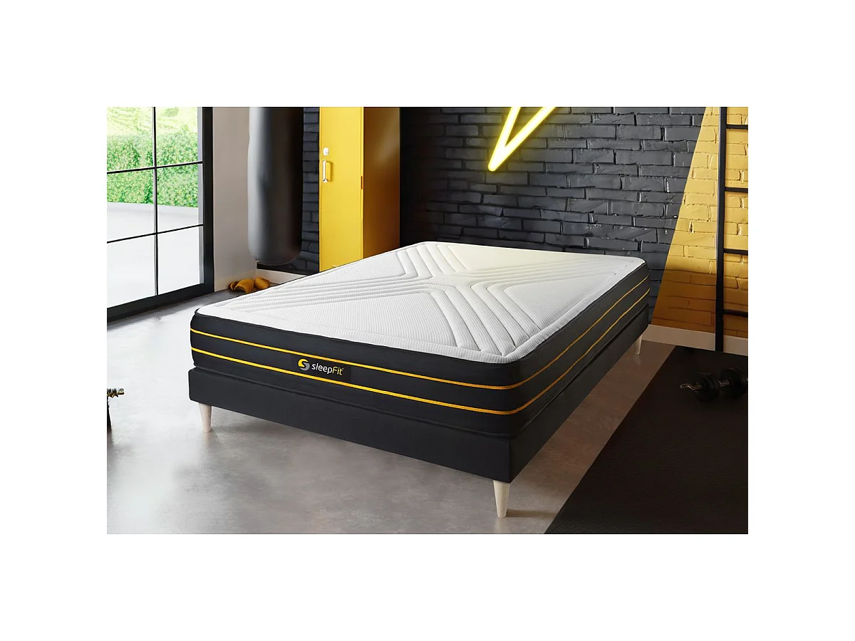 Ensemble 90x190 matelas ULTRA + sommier kit noir