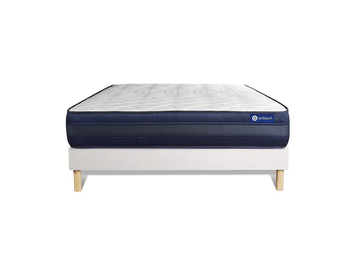 Ensemble matelas ACTIFLEX TECH 200x200 Mémoire de forme Maxi épaisseur 5zones de confort + sommier KIT blanc