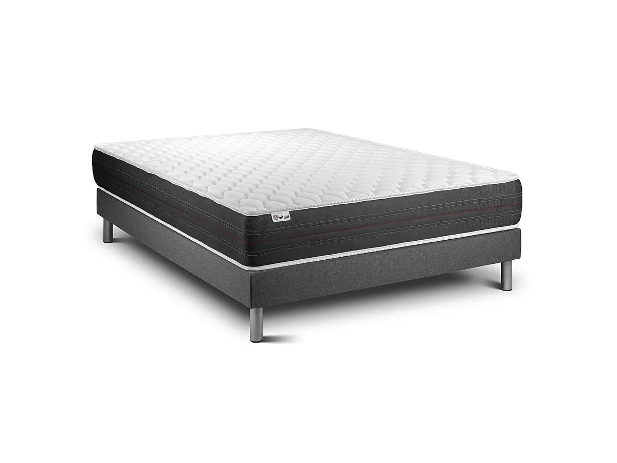 Ensemble VITALSPRING 140 x 190 cm sommier Kit gris