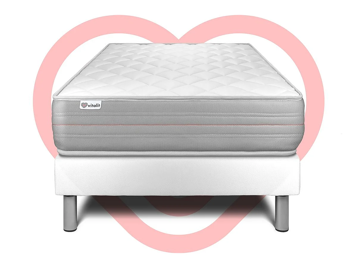 Ensemble  VITALMEMO 90x190cm sommier kit blanc