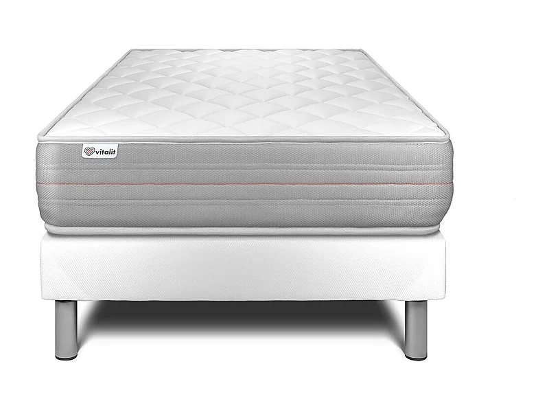 Ensemble  VITALMEMO 90x190cm sommier kit blanc