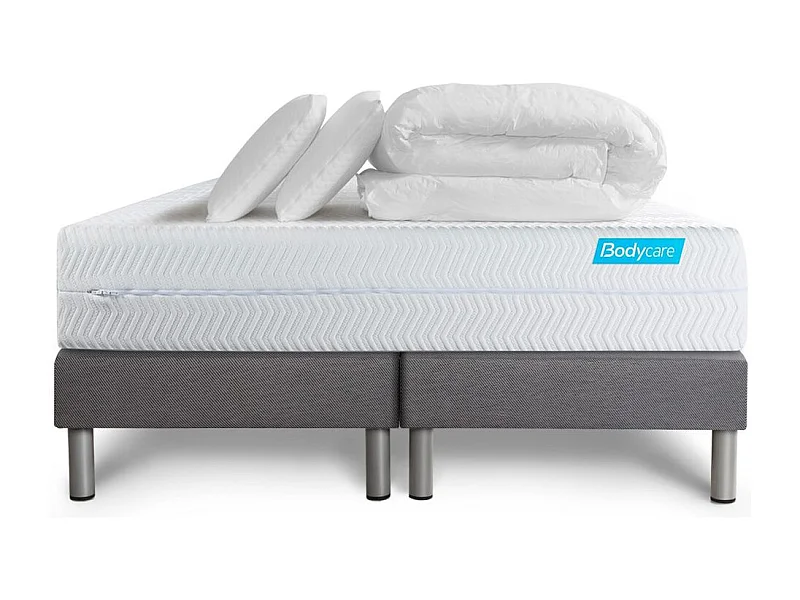 Pack BIOCARE 160x200 Mousse à mémoire de forme BIO 5 zones Maxi épaisseur + Couette + 2 oreillers