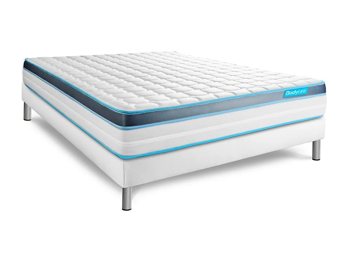Ensemble 180x200 matelas BodyFit à mémoire de forme + sommier kit blanc