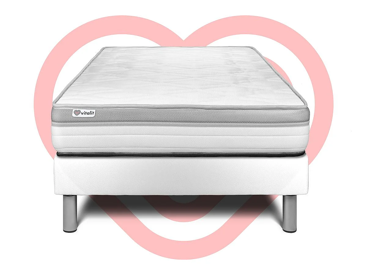 Ensemble VITAL RELAX 90 x 190 cm sommier Kit blanc