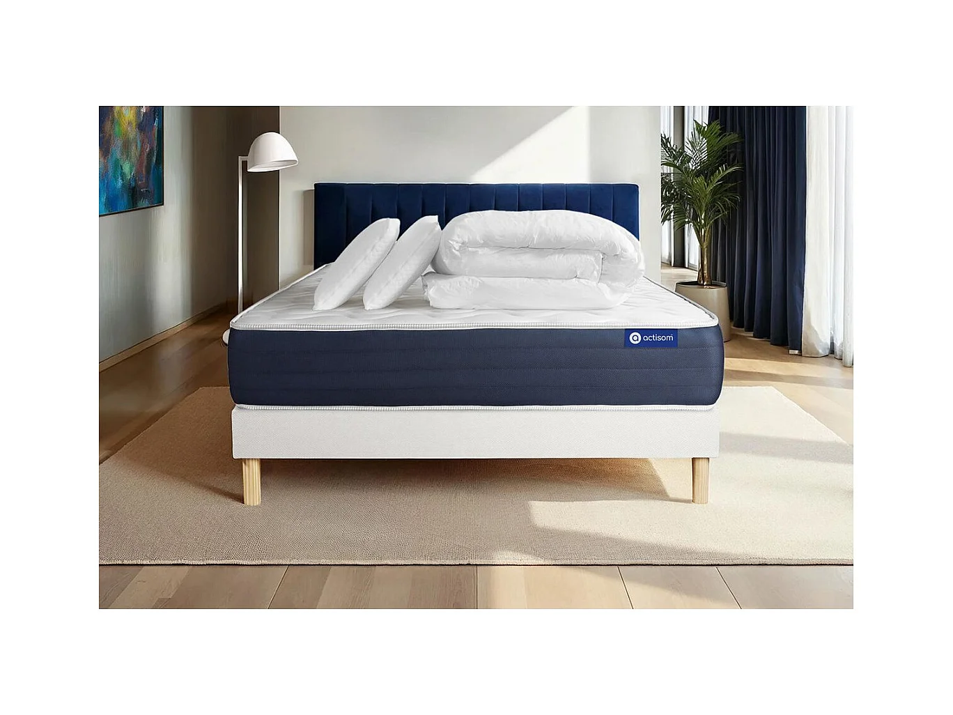 Compleet bedpakket - Matras 180x200 cm + Boxspring met lattenbodem (in kit) + 2 kussens + Dekbed - Actilatex Sleep