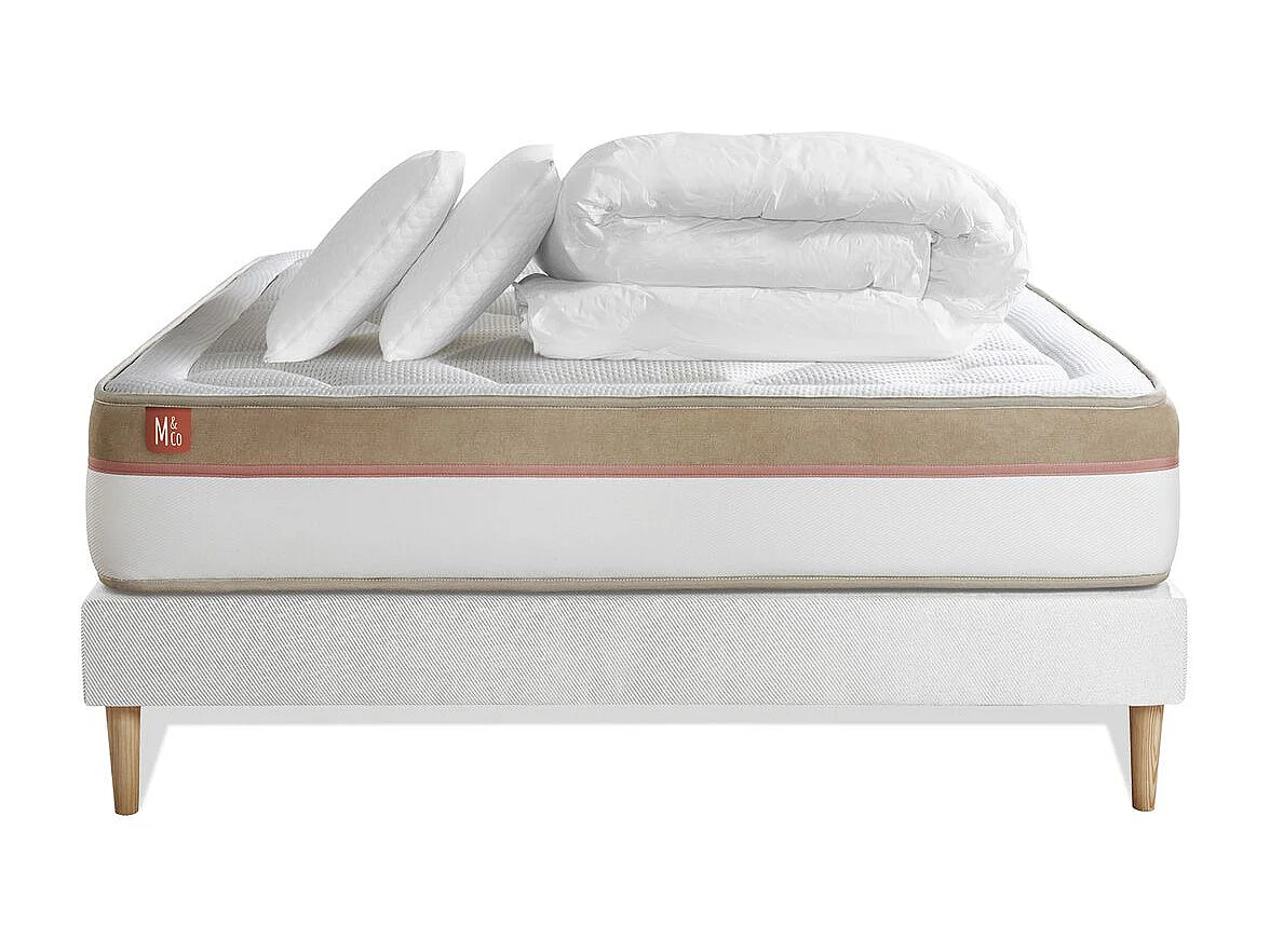 Pack prêt à dormir matelas LE COSY 160x200cm Mémoire de forme - Ep. 30cm + sommier Blanc