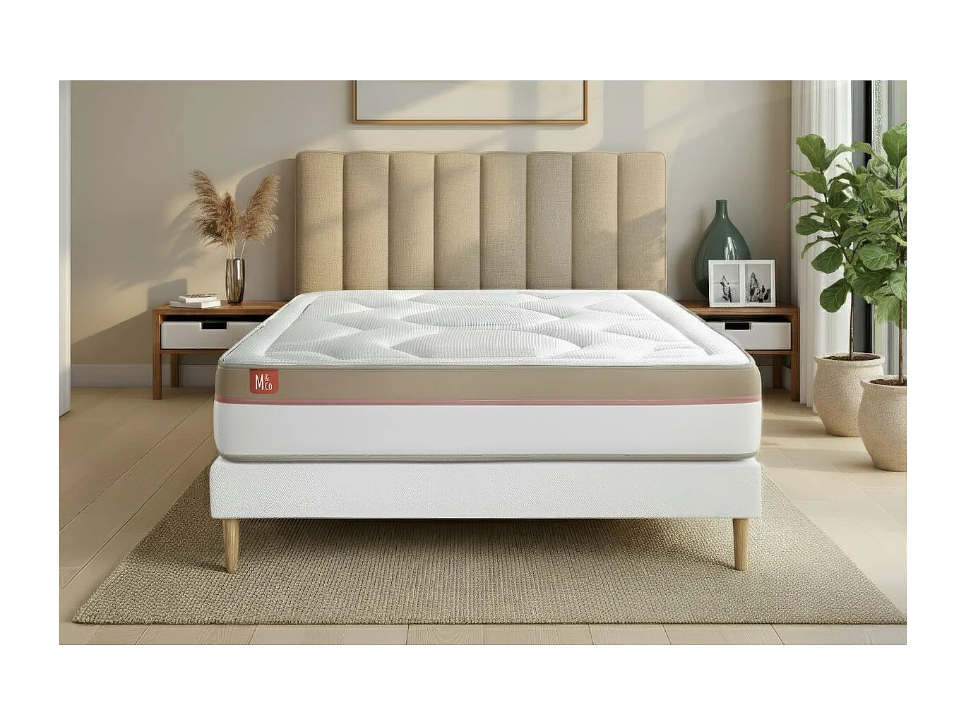 Pack prêt à dormir matelas LE COSY 160x200cm Mémoire de forme - Ep. 30cm + sommier Blanc