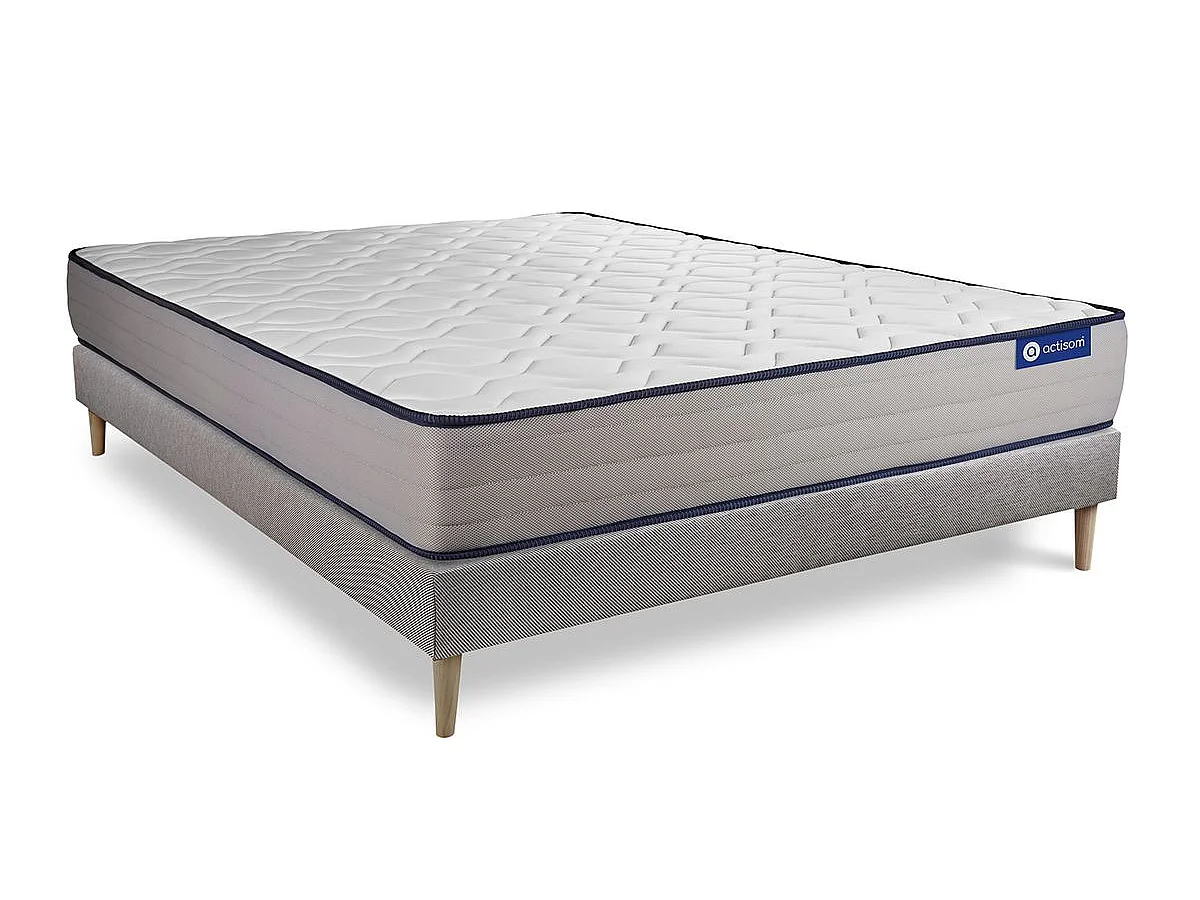 Ensemble matelas Latex et Mémoire de forme ACTILATEX FORM 140x190 cm 5zones de confort + sommier KIT gris