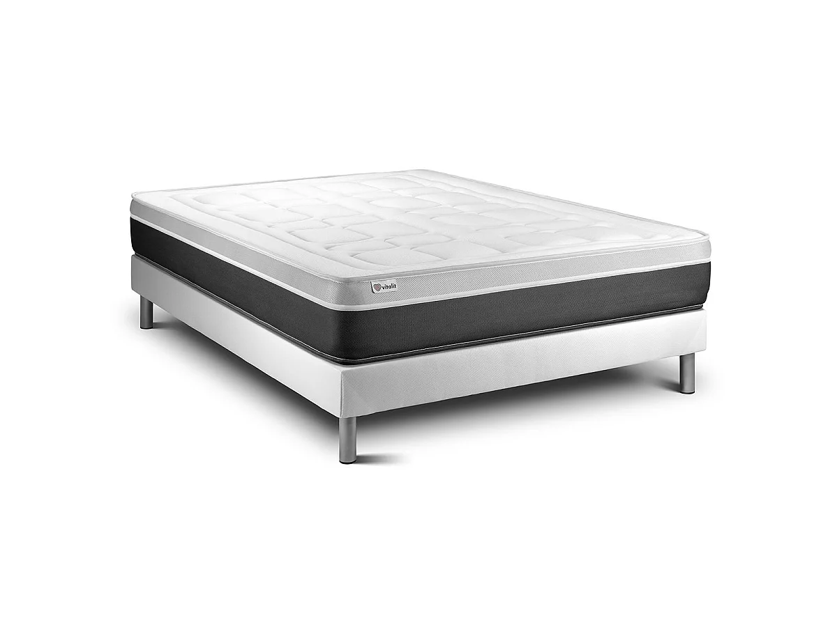 Ensemble VITAL SOFT 200 x 200 cm sommier Kit blanc