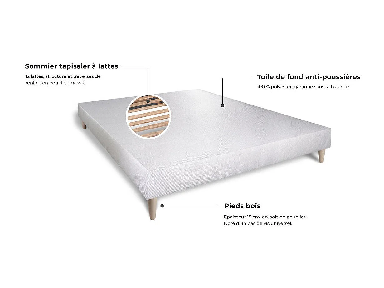 Ensemble sommier + matelas ENERGY ressorts ensachés et mémoire de forme 140x200