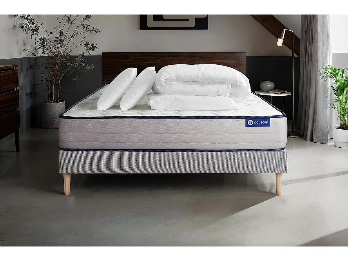 Compleet bedpakket - Matras 140x200 cm + Lattenbodem (kit) + 2 kussens + Dekbed - Actilatex Form