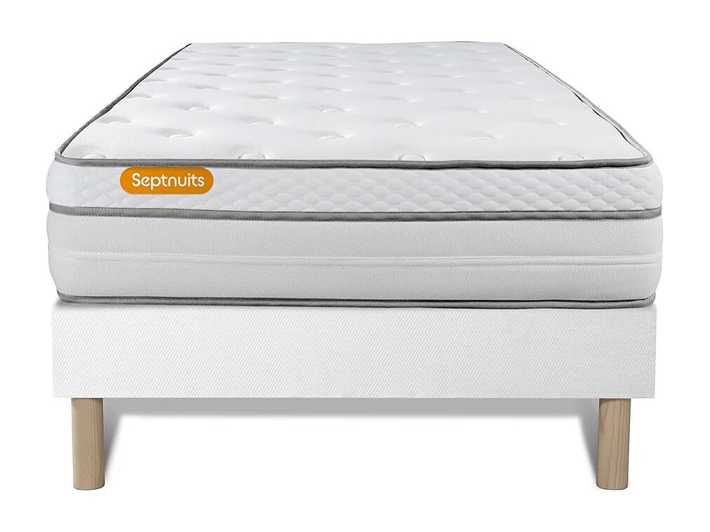 Matelas + sommier 90x190 Memo Luxe Ressorts ensachés + mémoire de forme 5 zones de confort MAXI épaisseur