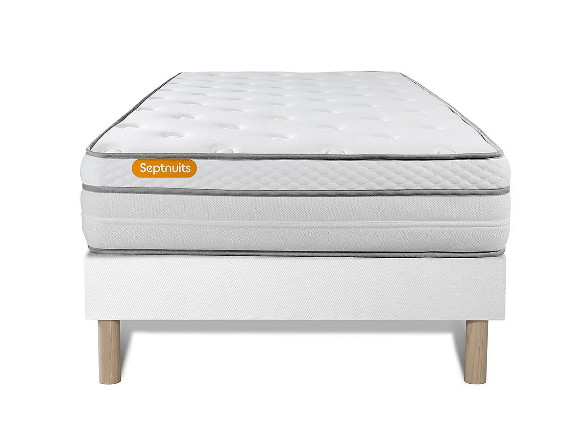 Matelas + sommier 90x190 Memo Luxe Ressorts ensachés + mémoire de forme 5 zones de confort MAXI épaisseur