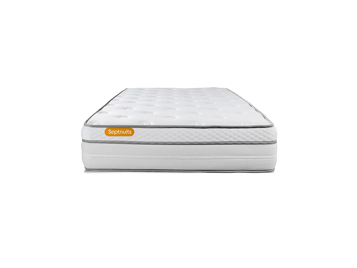 Matelas + sommier 90x190 Memo Luxe Ressorts ensachés + mémoire de forme 5 zones de confort MAXI épaisseur