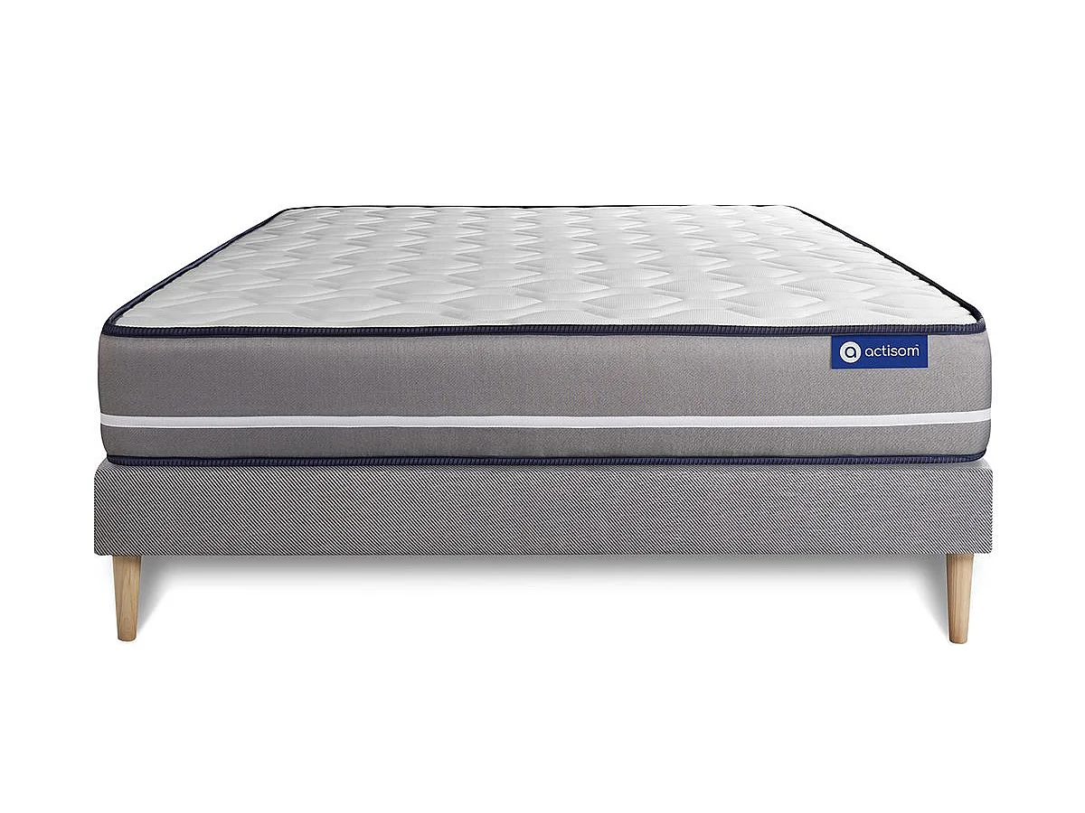 Ensemble matelas à mémoire ACTIMEMO PUR 160x200cm 3zones de confort + sommier KIT gris