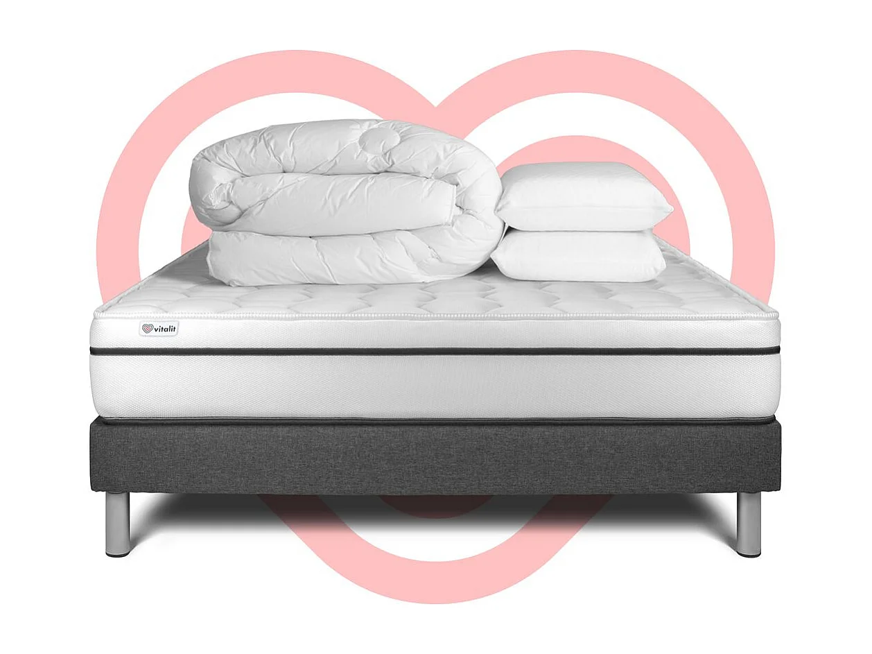 Pack prêt à dormir VITAL SPA 160 x 200 cm sommier Kit gris