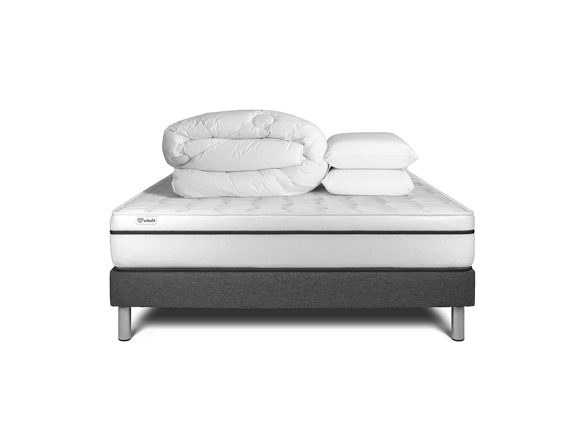 Pack prêt à dormir VITAL SPA 160 x 200 cm sommier Kit gris