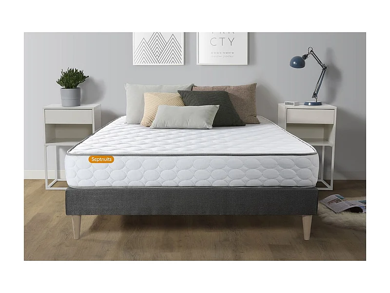 Matelas  Mémoire de forme + sommier kit gris 160x200 Memo