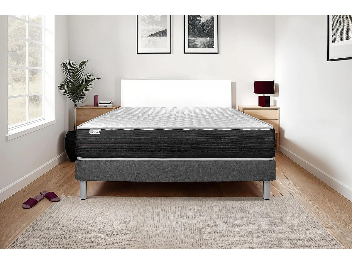 Conjunto VITAL MEMO ONE 140 x 190 cm somier Kit gris