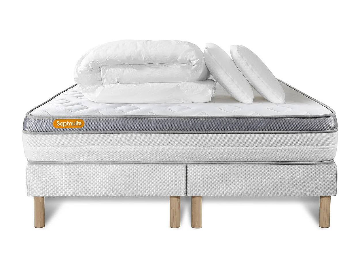 Pack matelas 180x200 + double sommiers 90x200 Memo Zen Mousse à mémoire de forme 5 zones de confort MAXI épaisseur
