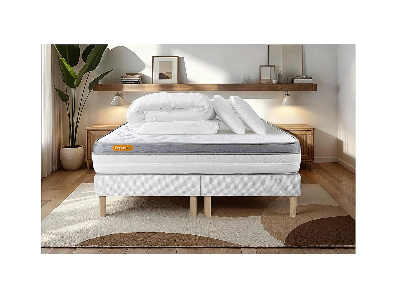 Pack matelas 180x200 + double sommiers 90x200 Memo Zen Mousse à mémoire de forme 5 zones de confort MAXI épaisseur
