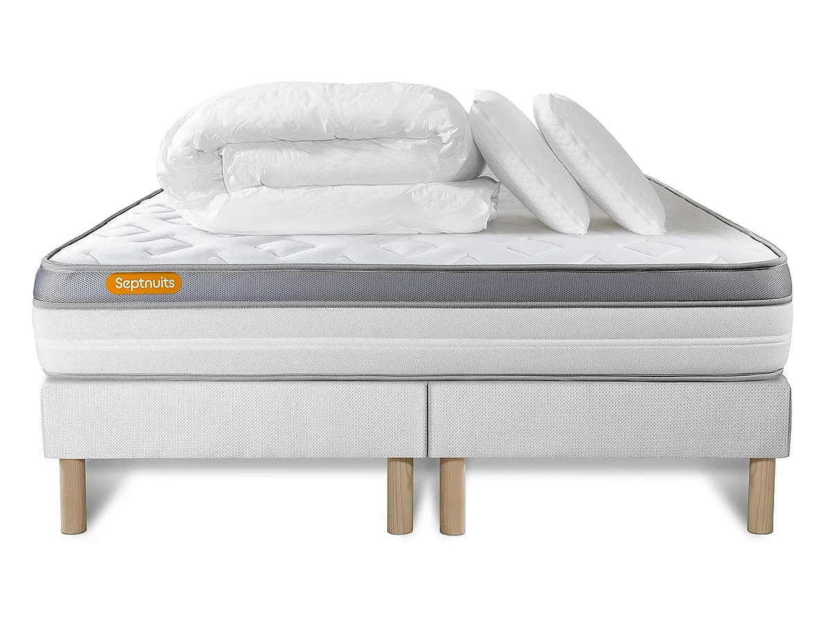 Pack matelas 180x200 + double sommiers 90x200 Memo Zen Mousse à mémoire de forme 5 zones de confort MAXI épaisseur