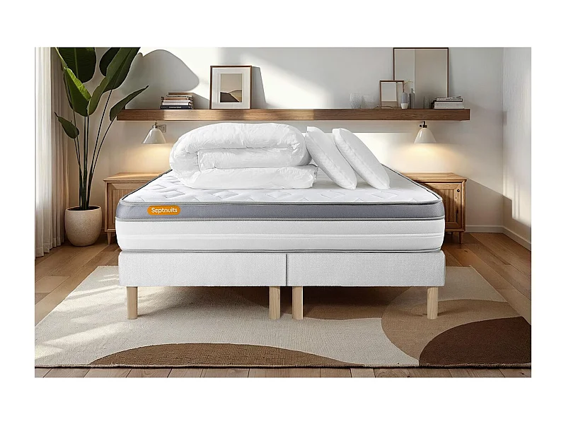 Pack matelas 180x200 + double sommiers 90x200 Memo Zen Mousse à mémoire de forme 5 zones de confort MAXI épaisseur