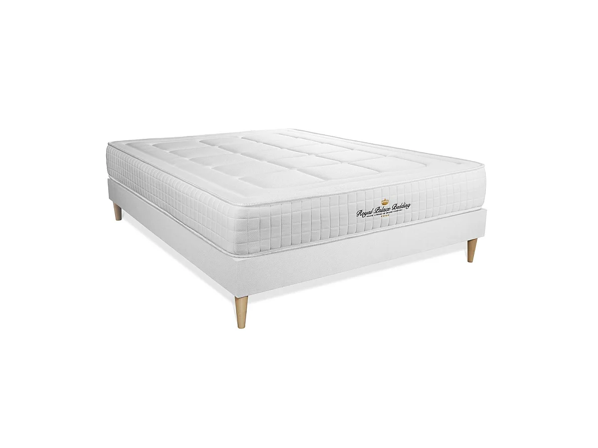 Pack matelas à mémoire de forme maxi épaisseur Balmoral 180x200cm + double sommier Noir 90x200 cm + 2 oreillers + 1 couette