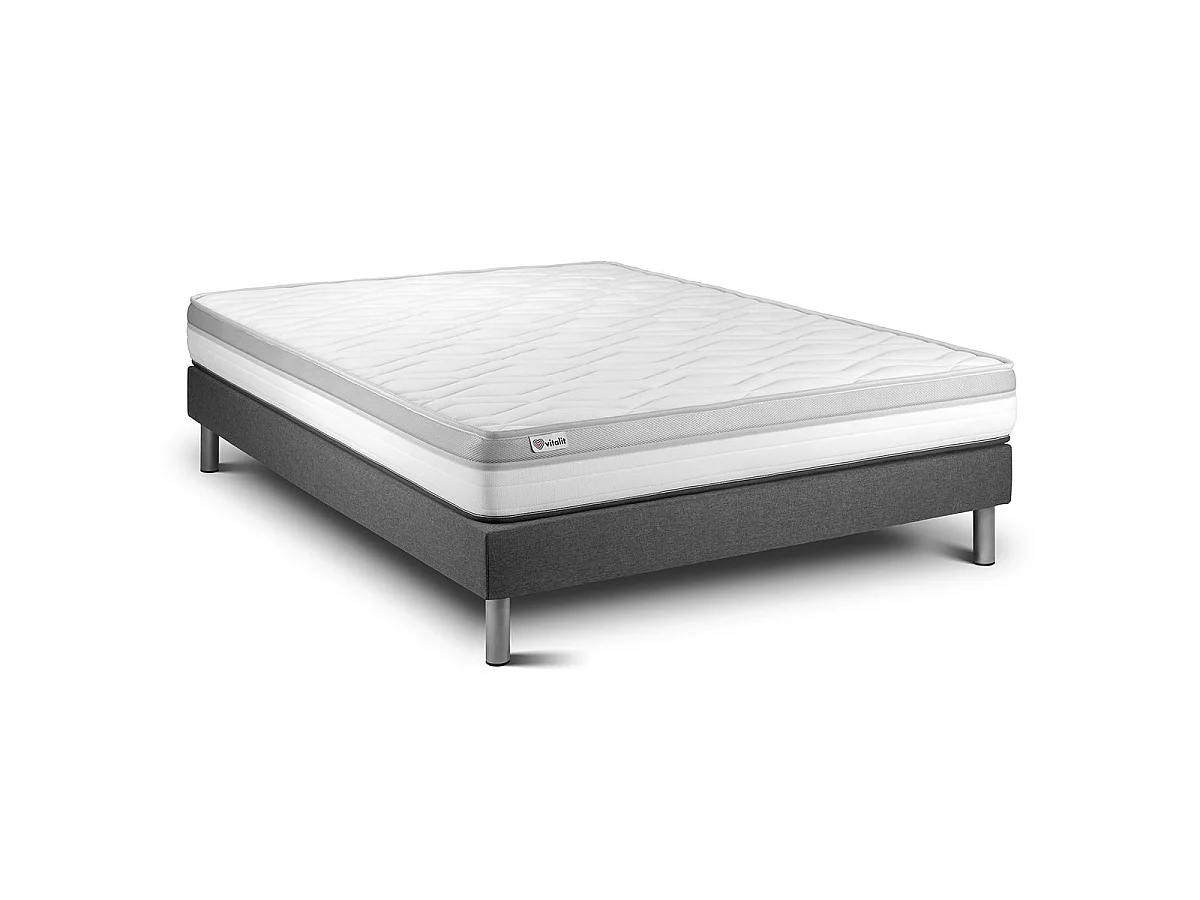 Ensemble VITAL RELAX 140 x 200 cm sommier Kit gris