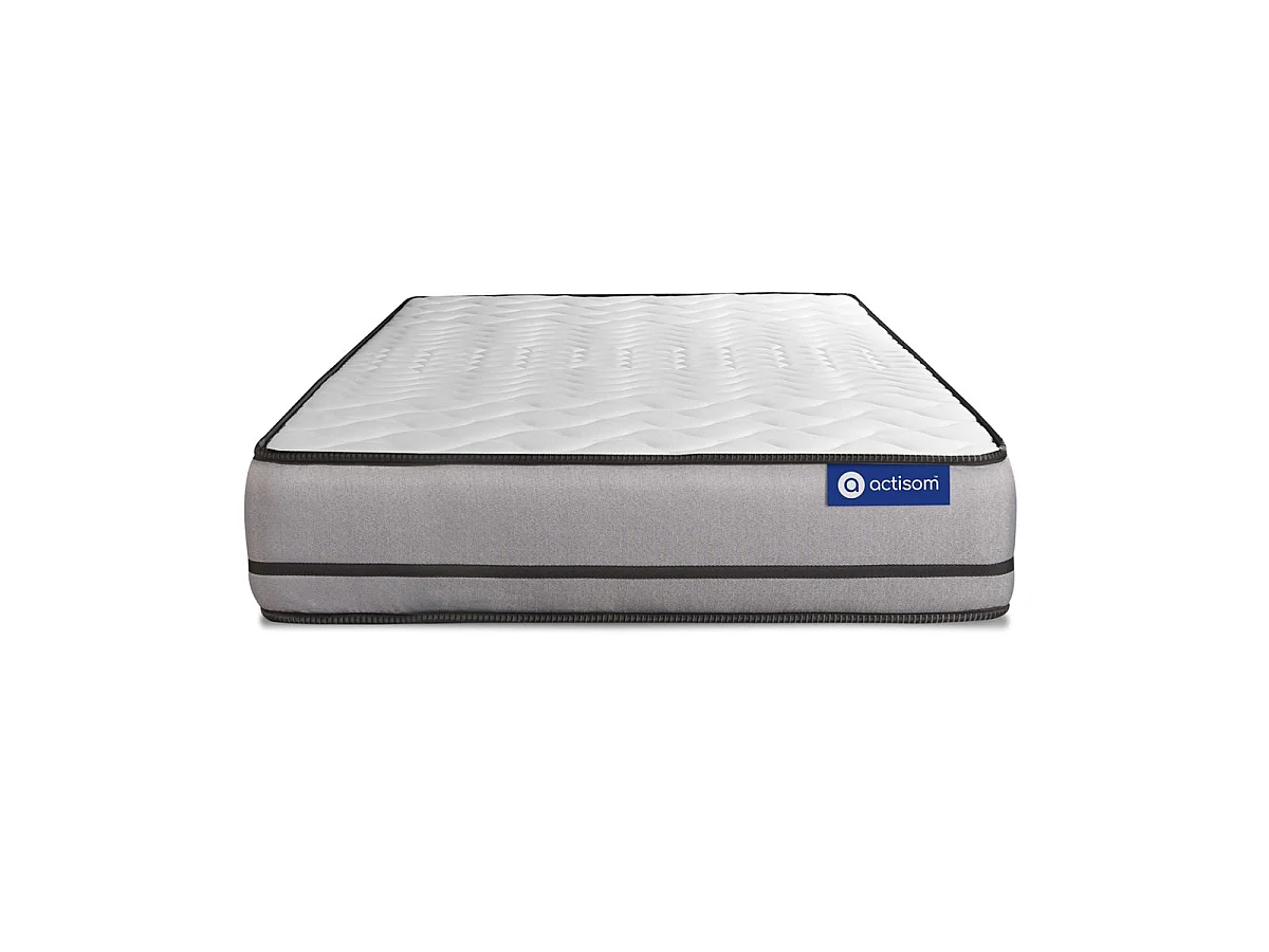 Ensemble matelas ACTILATEX 90x200cm 2 faces à MÉMOIRE DE FORME + LATEX 3zones de confort + sommier KIT blanc