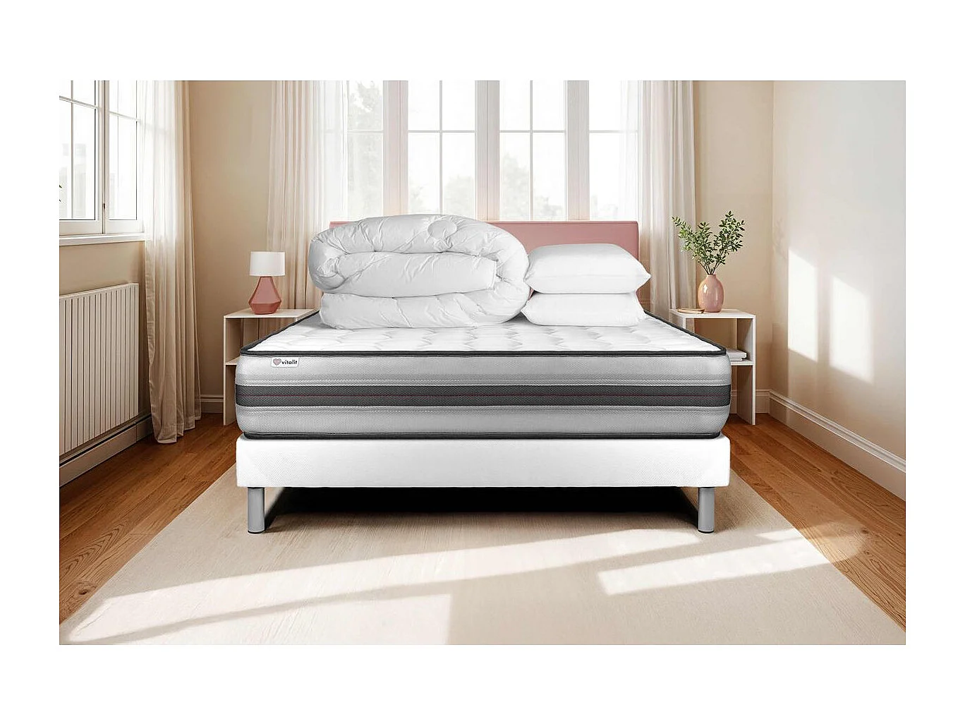 Pack prêt à dormir VITALPOWER RECOVER 140 x 200 cm sommier Kit blanc