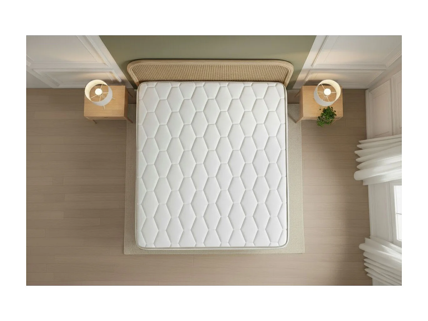 Ensemble LE DÉLICAT 90x200cm Ressorts ensachés + Mémoire de forme 5 zones de confort - Ep. 26cm + sommier kit Beige