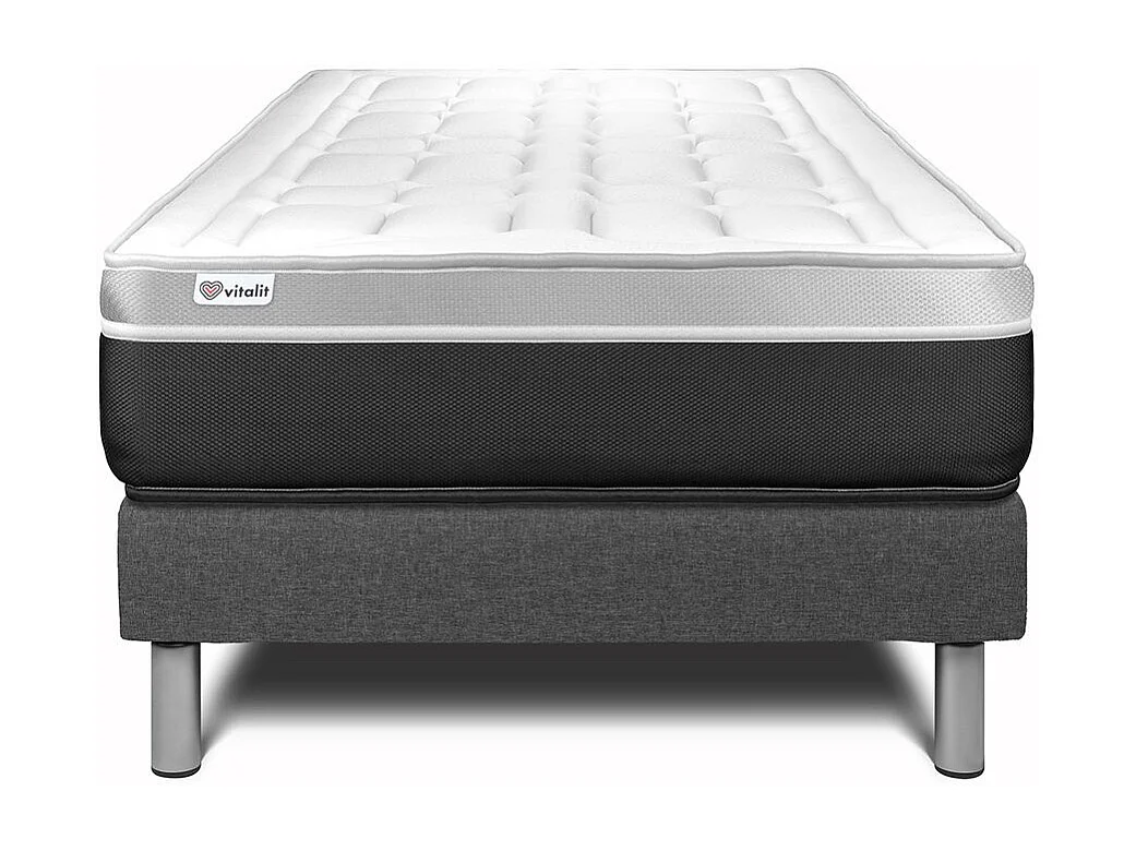 Ensemble VITAL SOFT 90 x 190 cm sommier Kit gris