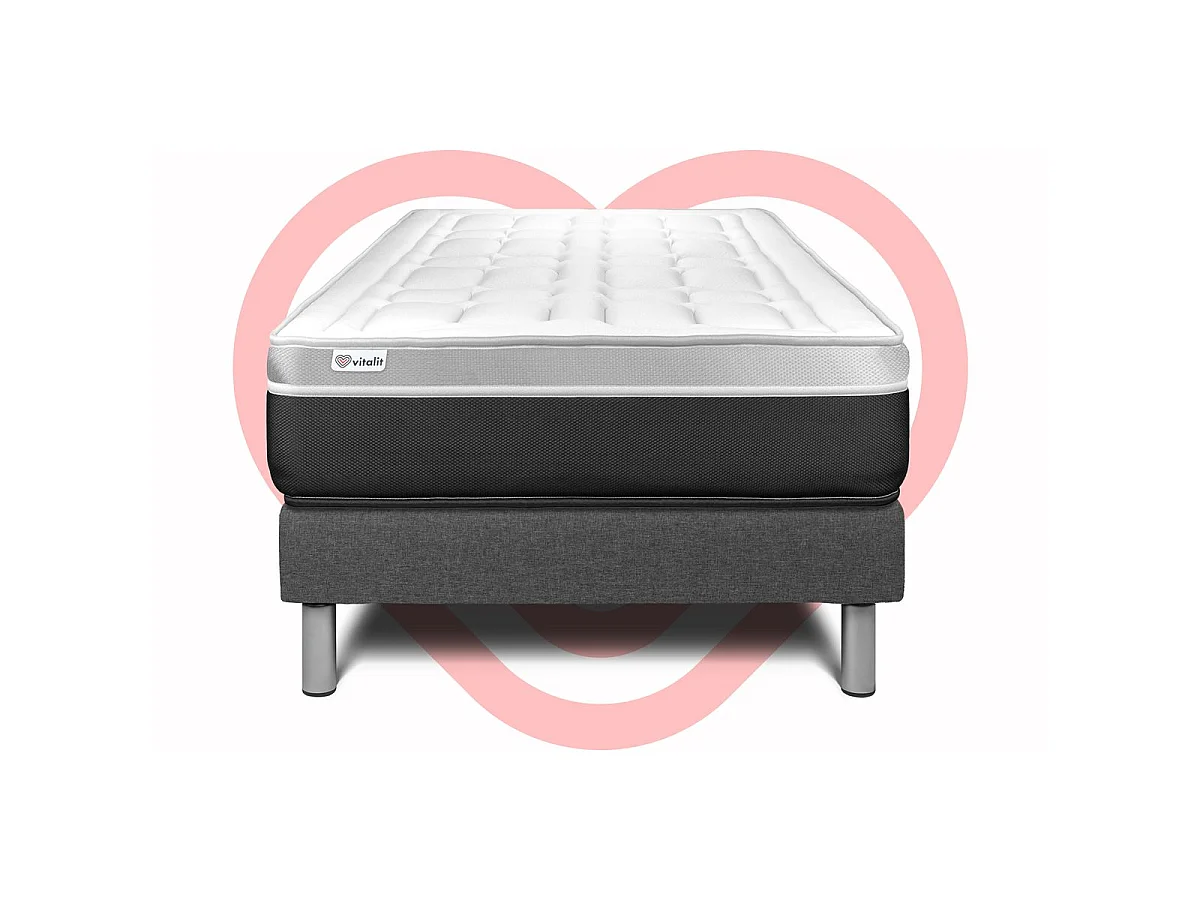 Ensemble VITAL SOFT 90 x 190 cm sommier Kit gris