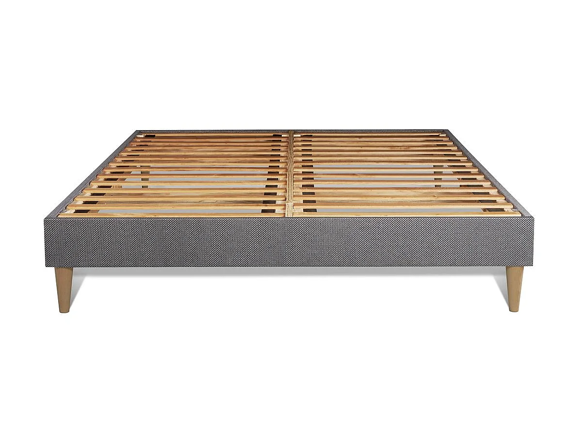 Pack matelas Memo + sommier kit gris 140x200 + 2 oreillers mémoire de forme