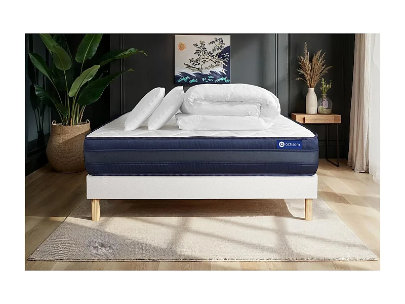 Compleet bedpakket - Matras 140x190 cm + Lattenbodem (kit) + 2 kussens + Dekbed - Actilatex Tech