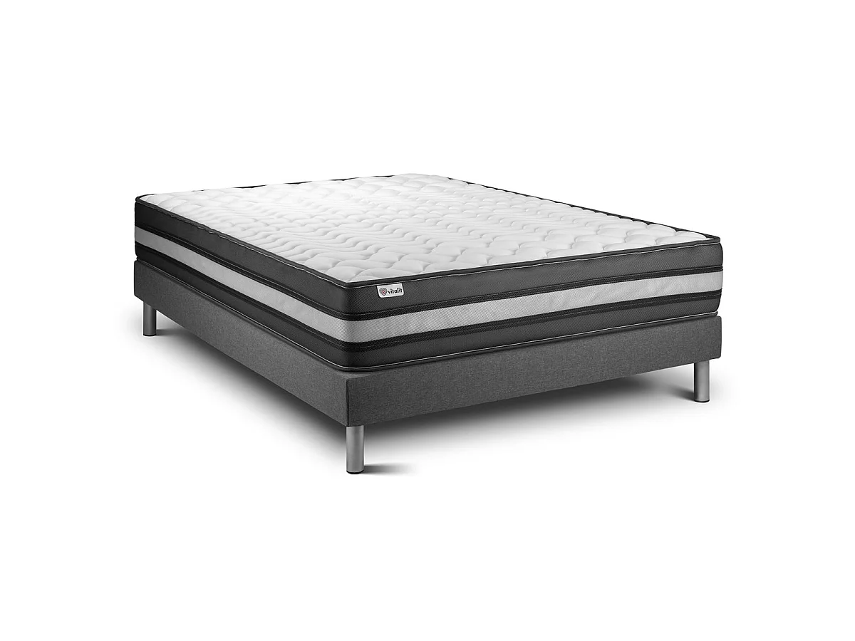 Ensemble VITALPOWER ZEN 140 x 190 cm sommier Kit gris