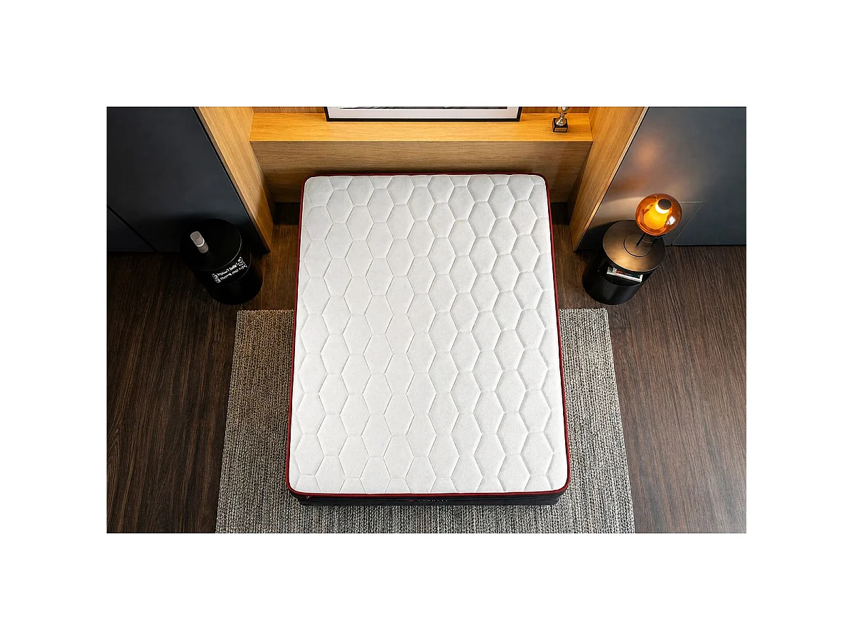 Pack matelas BOOST 160x200 + double sommiers noir 80x200 + Couette + 2 oreillers