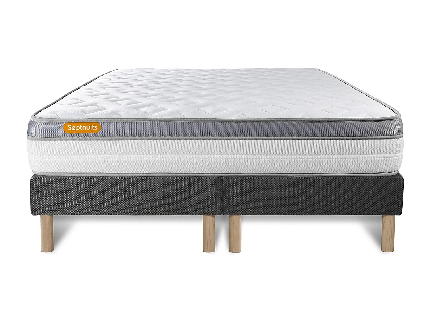 Matelas 180x200 + double sommier gris 90x200 Memo Zen Mousse à mémoire de forme 5 zones de confort MAXI épaisseur
