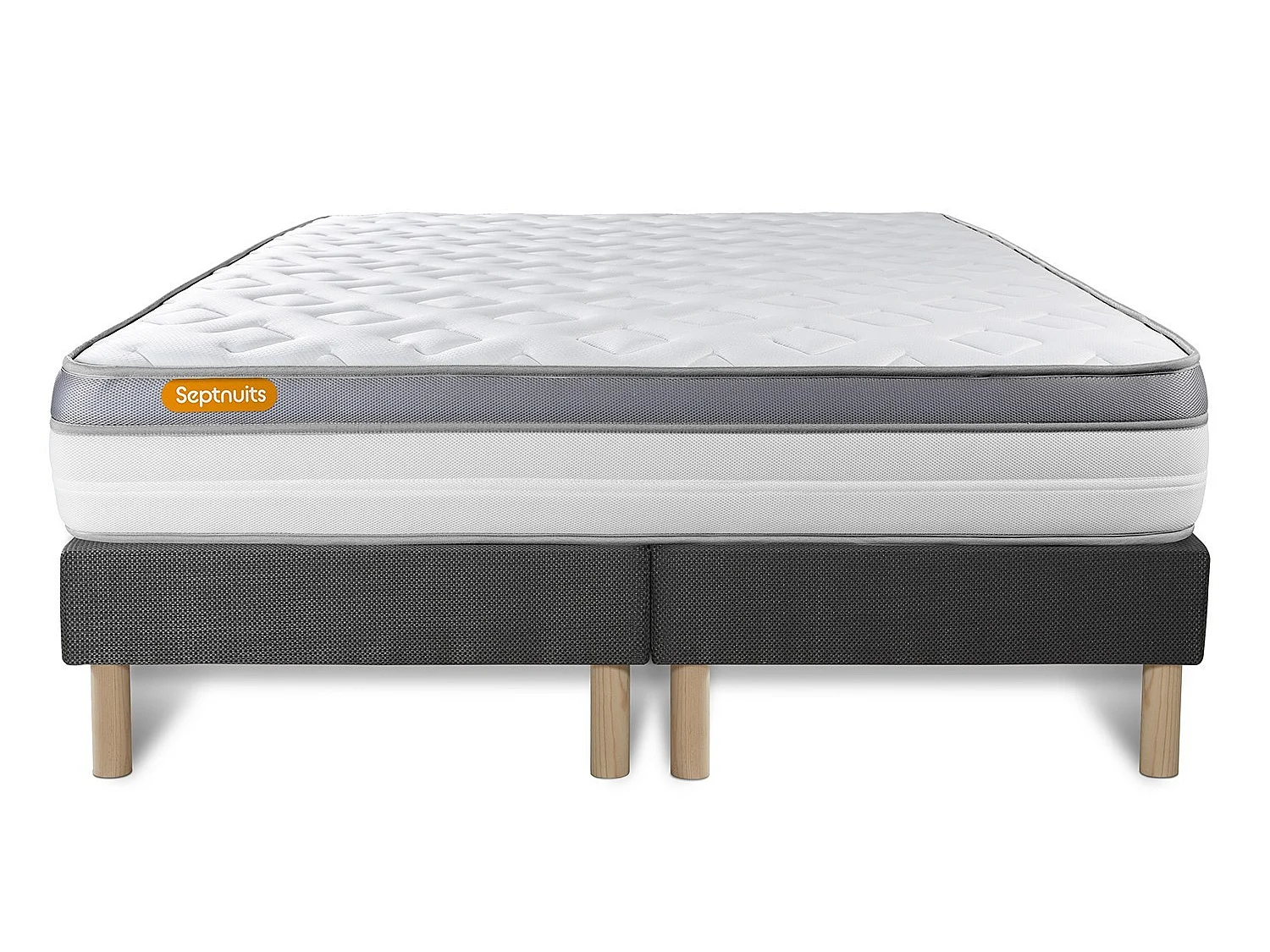 Matelas 180x200 + double sommier gris 90x200 Memo Zen Mousse à mémoire de forme 5 zones de confort MAXI épaisseur
