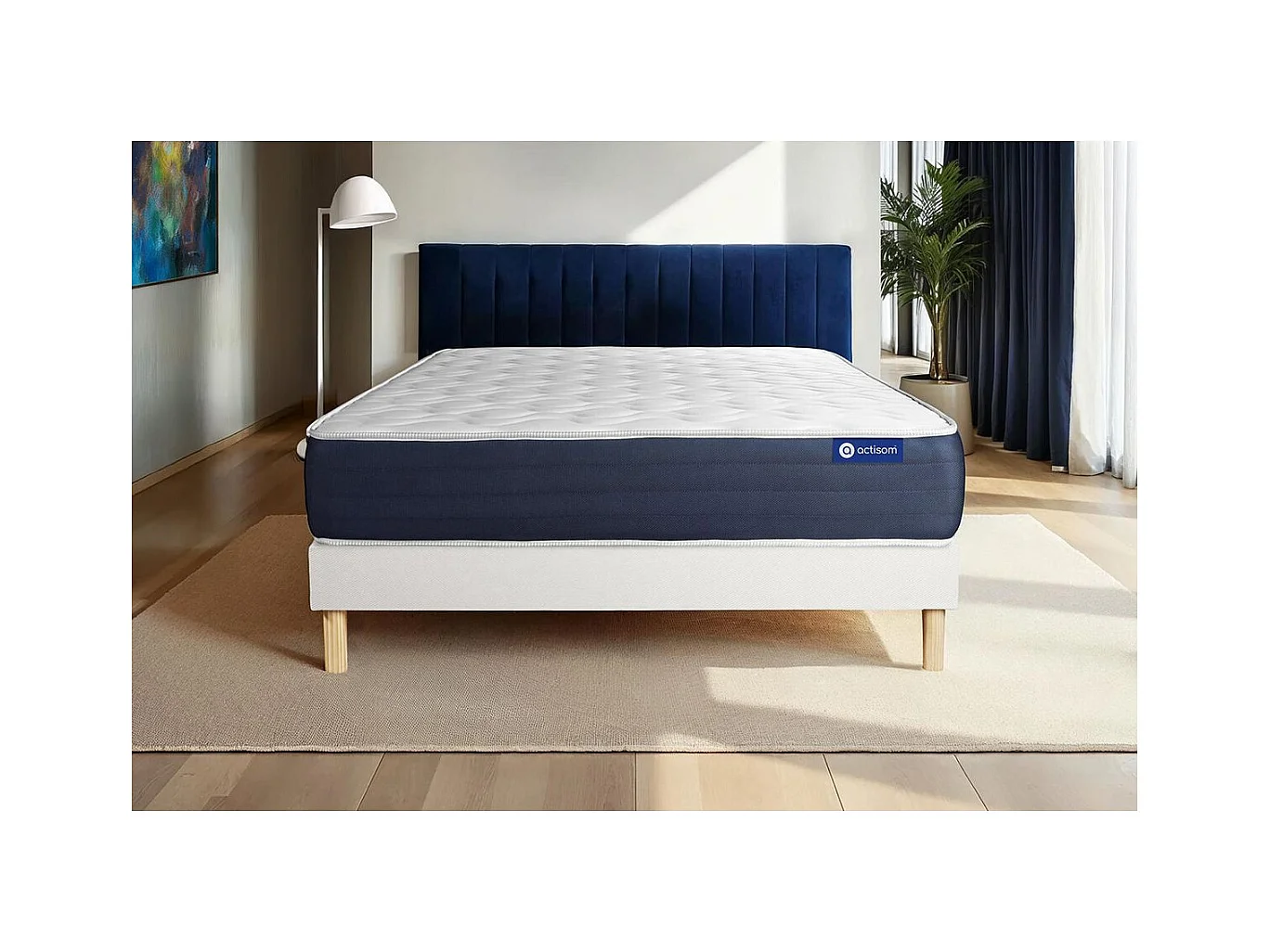 Ensemble matelas Latex et Mémoire de forme ACTILATEX SLEEP 180x200 5zones de confort + sommier KIT blanc