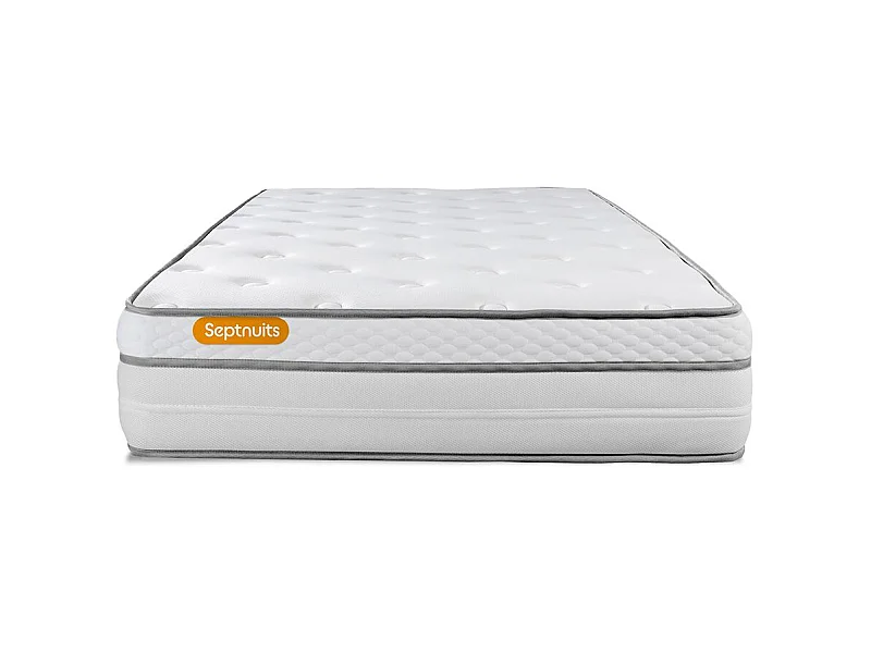 Matelas + sommier gris 90x200 Memo Luxe Ressorts ensachés + mémoire de forme 5 zones de confort MAXI épaisseur